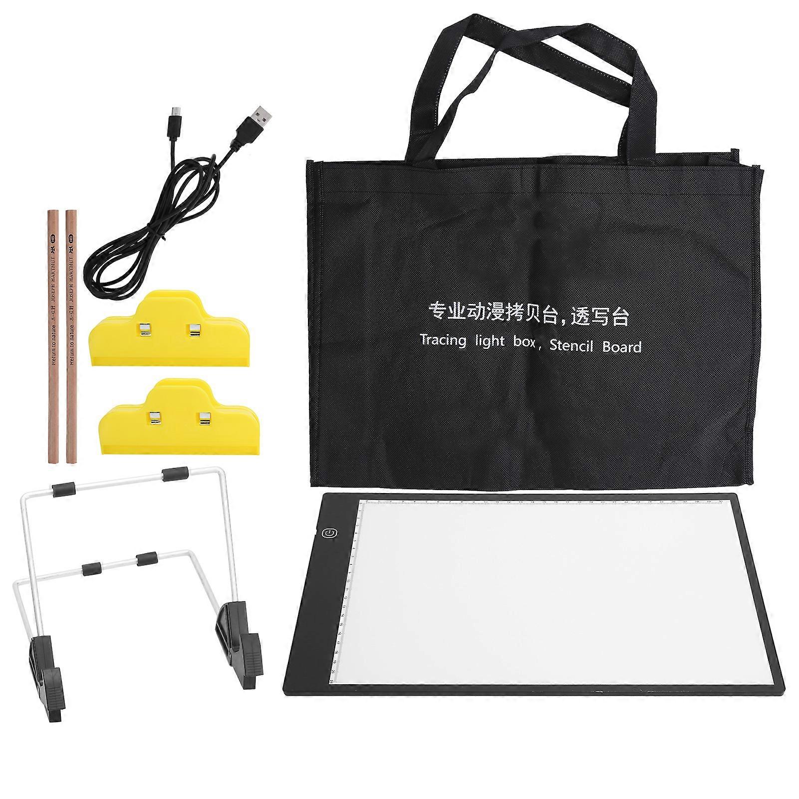 A4 LED Drawing Board Highlight Style Dimmable with Bracket Clips Bag Pencils Set