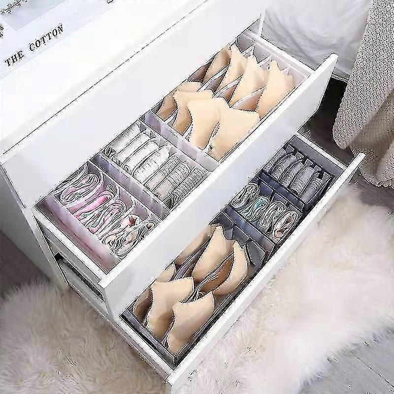 12 Boîtes Rangement Tiroir Non-Tissé - Organisateur Soutiens-gorge, Chaussettes - Pliable - Gris