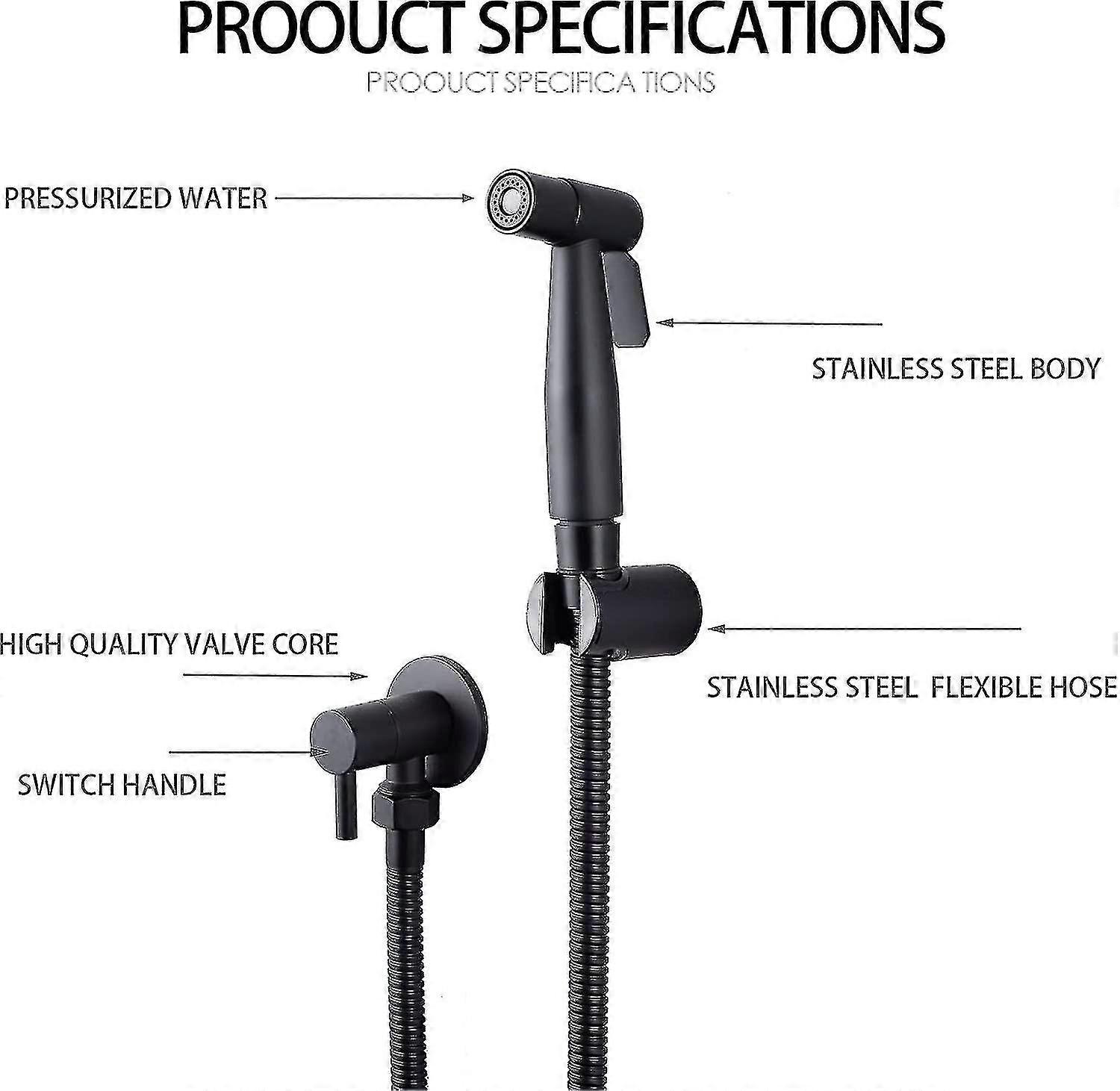 Aquiforge Stainless Steel Bidet Sprayer Kit – Dual Spray Modes, No-Drill Installation, Complete Accessories (Light Grey)