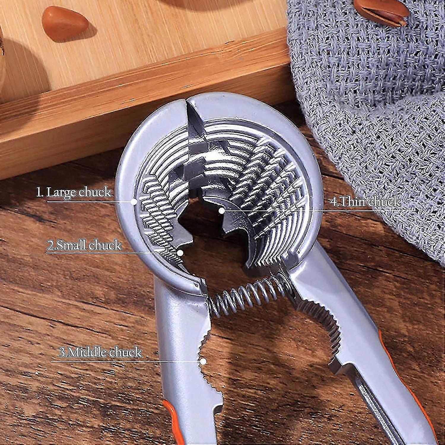 Champagne Tongs And Nutcracker, Die Cast Aluminum Nutcracker, Bottle Opener Nut With Rubber Grips, Suitable For Hazelnuts, Almonds, Brazil Nuts Or Oth