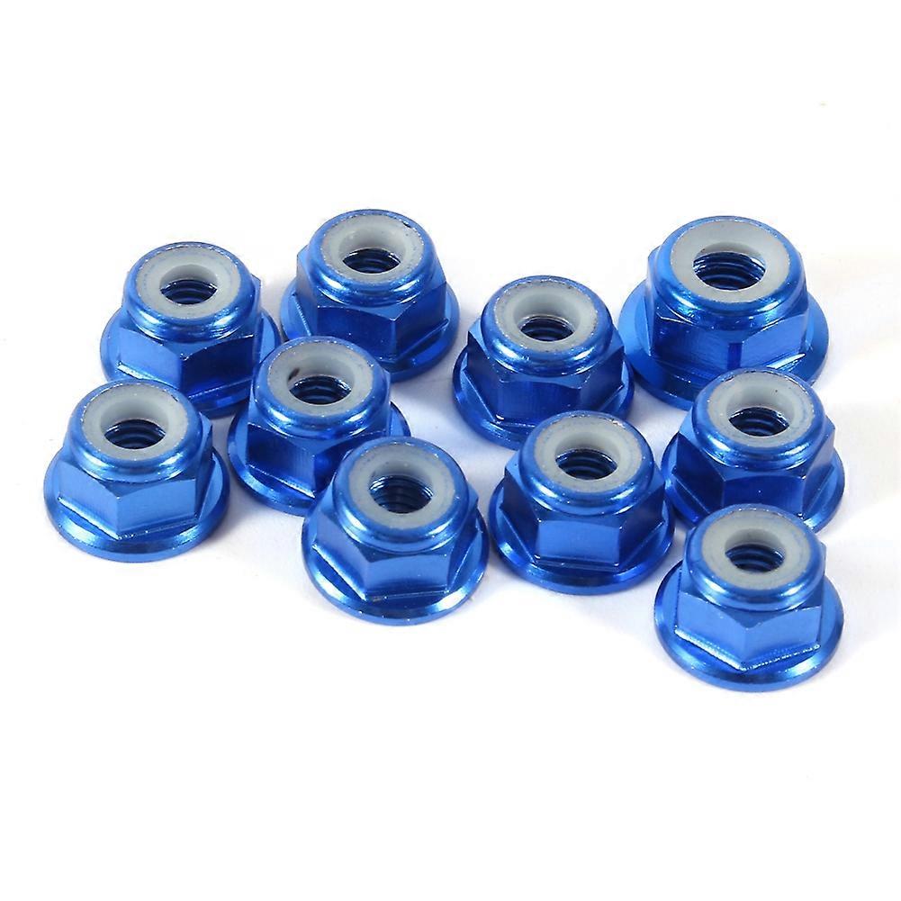 10Pcs M4 Nylon Insert SelfLock Aluminum Nuts Hex Lock Nut  Royal Blue