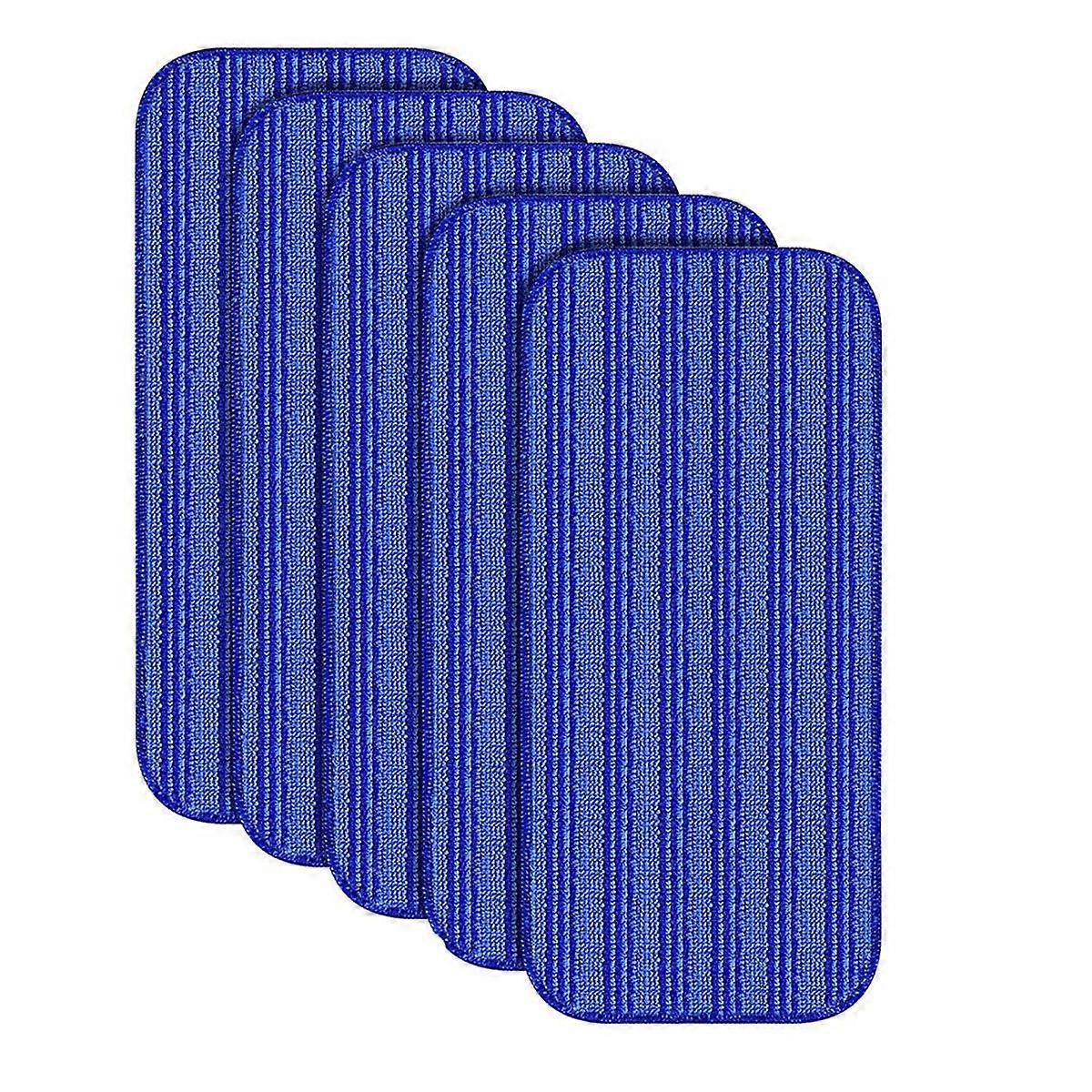 Tampons de vadrouille réutilisables compatibles avec la vadrouille à jet humide - Recharge de tampons humides Tampons de vadrouille en microfibre lavables 5 Pack Bleu