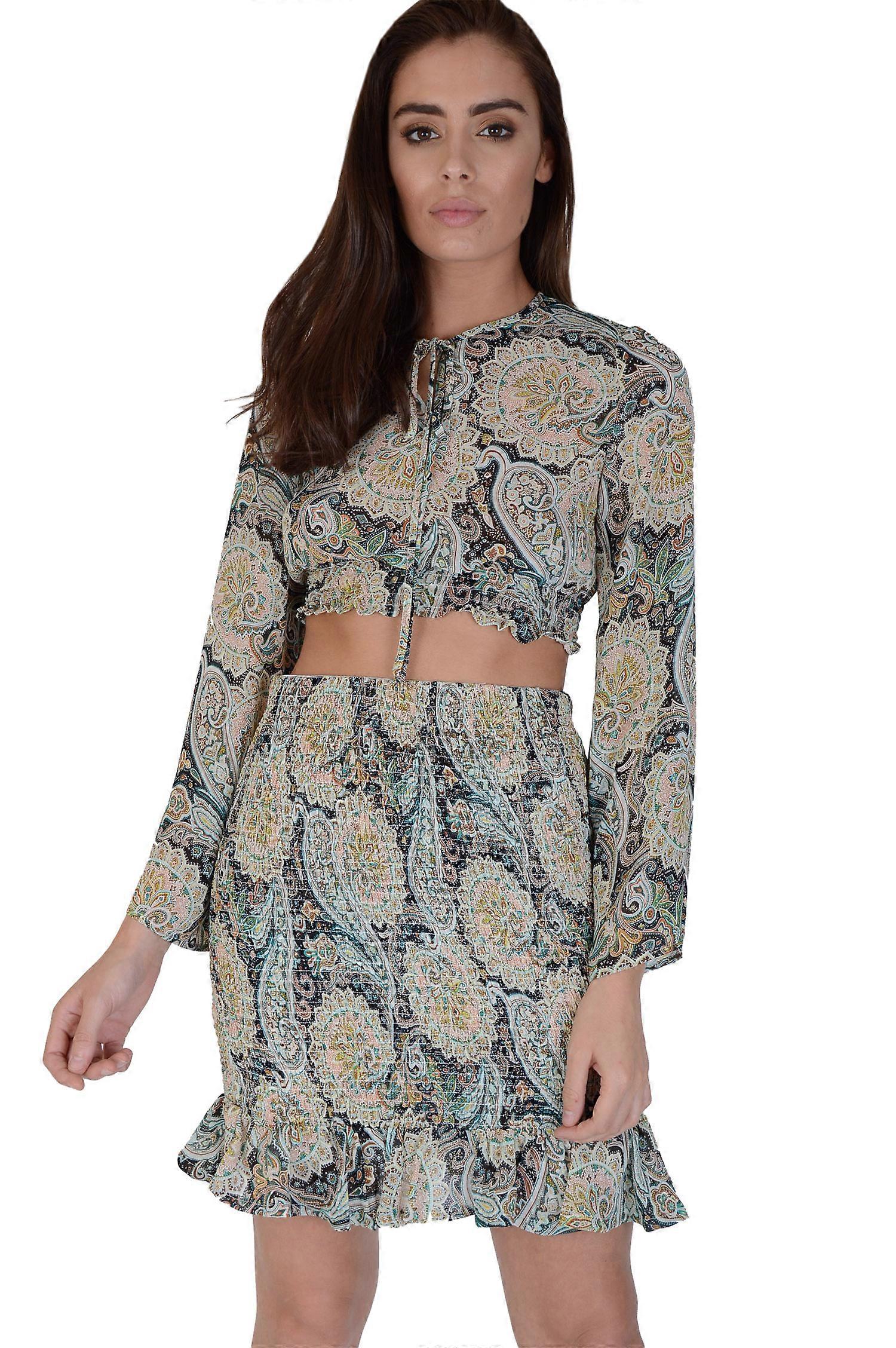 Sukně WYLDR Green Paisley s Elastikovanou pasem