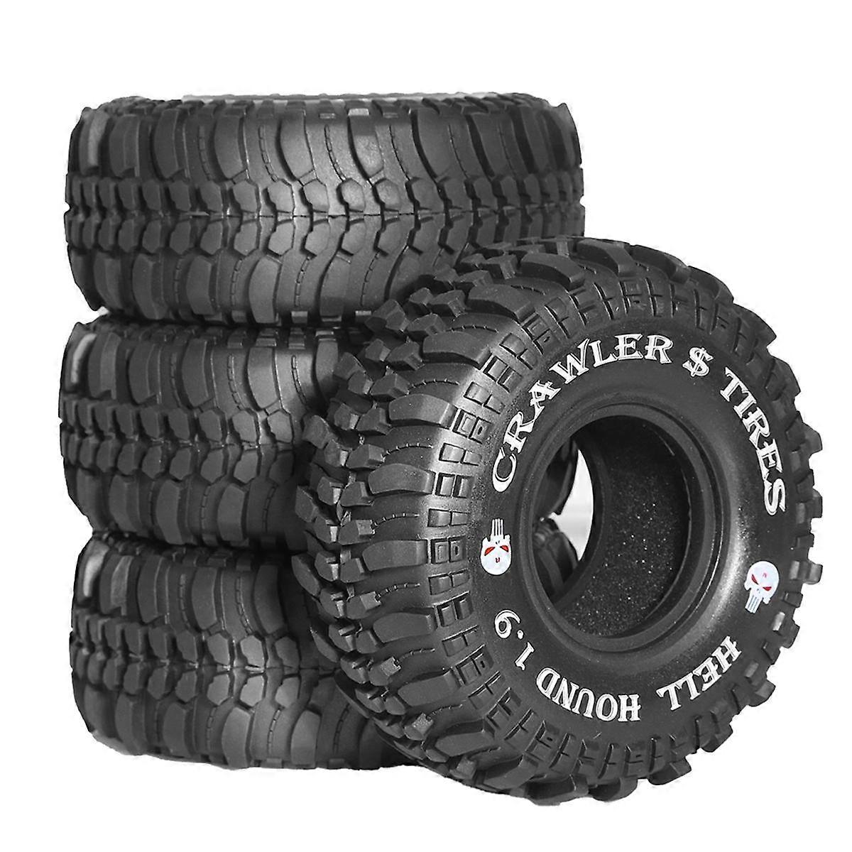 4Pcs 1.9Inch 118mm Rubber Tires for 1/10 Rock Track Redcat Scx10 Ii Axial 90046/90047 Yikong D90 Tr