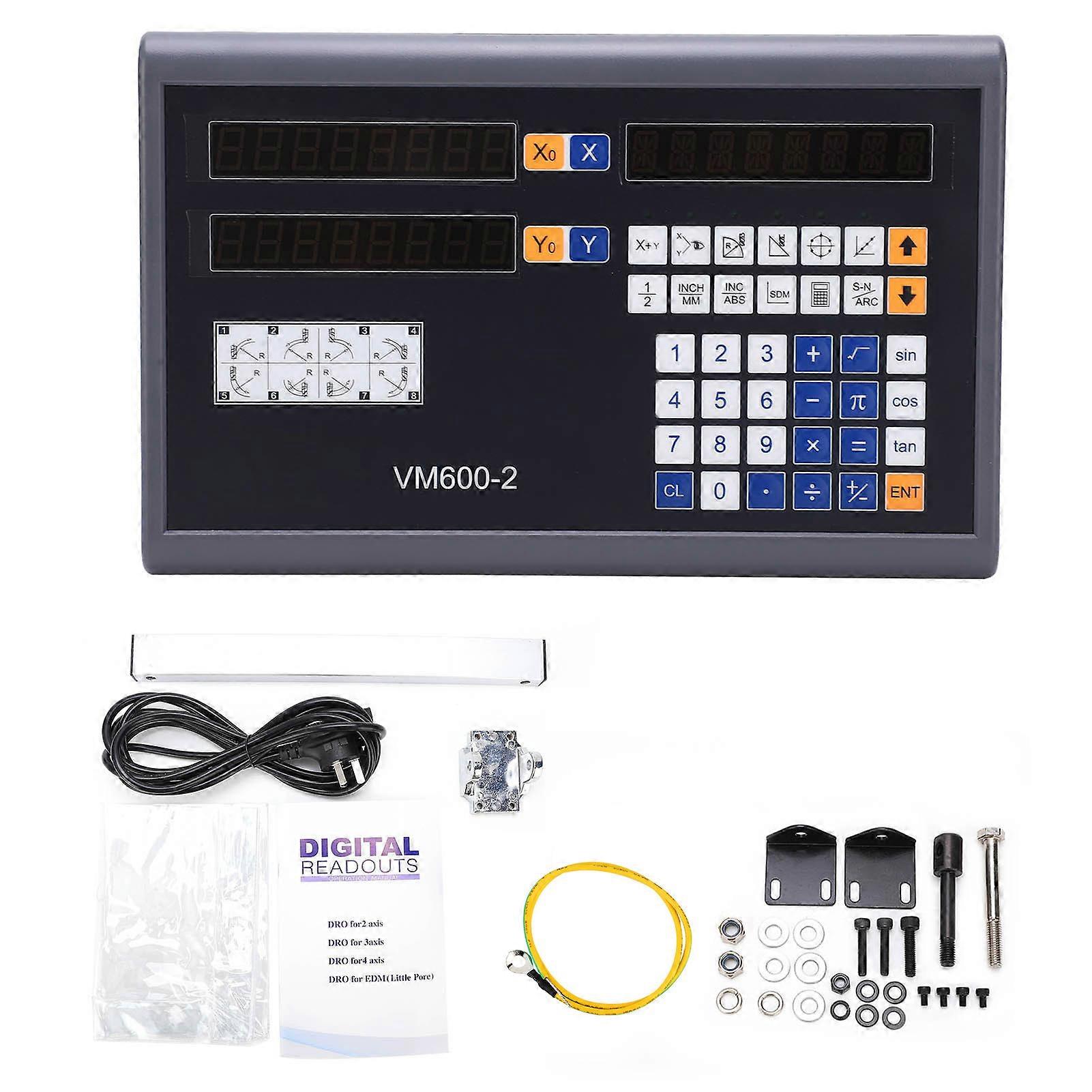 For 2 Axes Digital Readout Display LCD High Accuracy Encoder with Touch Keyboard Heavy DutyUK Plug (250V)