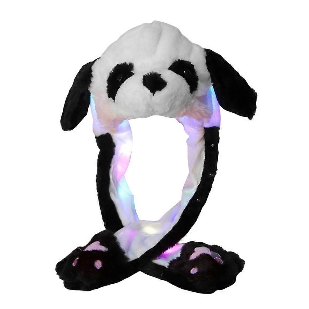 Glowing Panda Hat with Movable Ear Personalized Casual Foldable Hat for Outdoor Walking