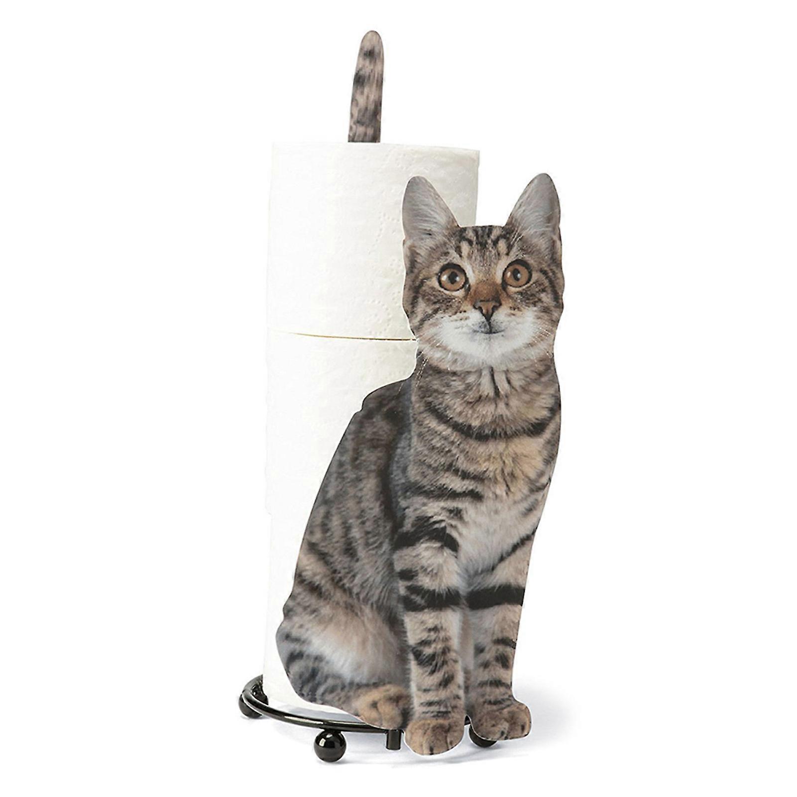 Roll Paper Holder Creative Cat Shaped Toilet Paper Storage Rack Simulation Kitten Metal Paper Stand Gift for Cat Lover New