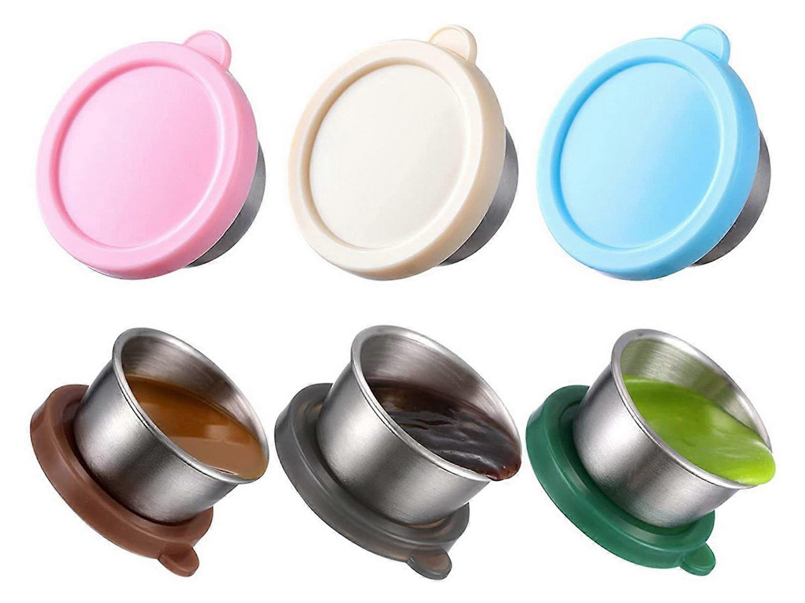 6pcs Set Salad Dressing Container Dipping Sauce Cups Condiment Cups with Lids