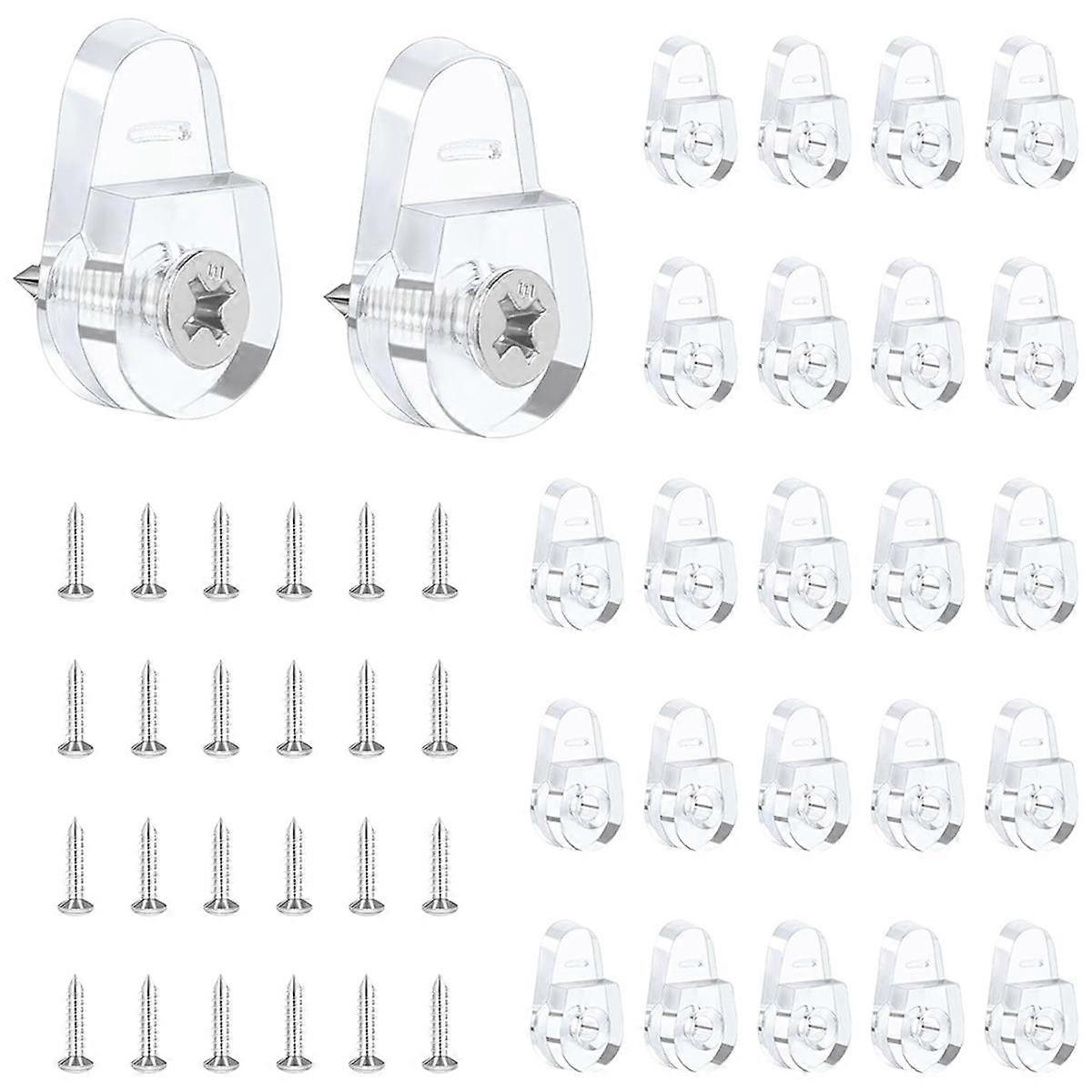25 Pack Mirror Mounting Clips Kit, Round Mirror Hangers for Wall Glass Retainer Clips Kit Clear Mir