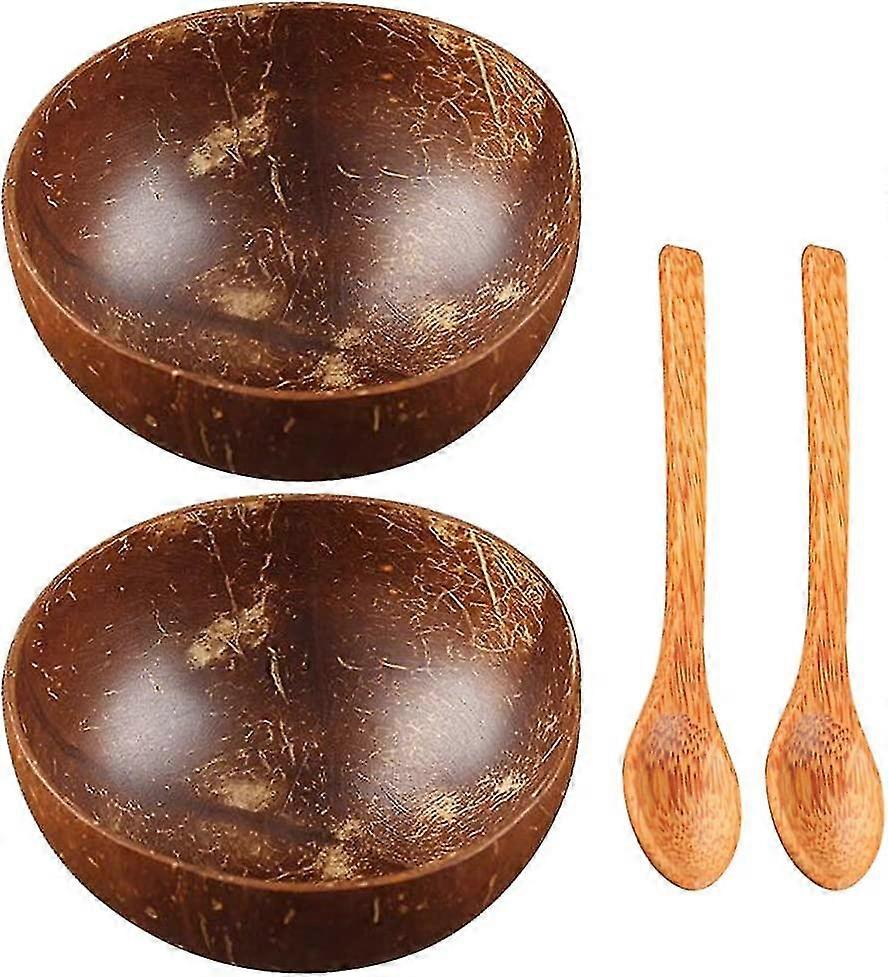 Coconut Bowls Set Of 2 - Plastic-free Alternative - Handmade And Polished With Coconut Oil