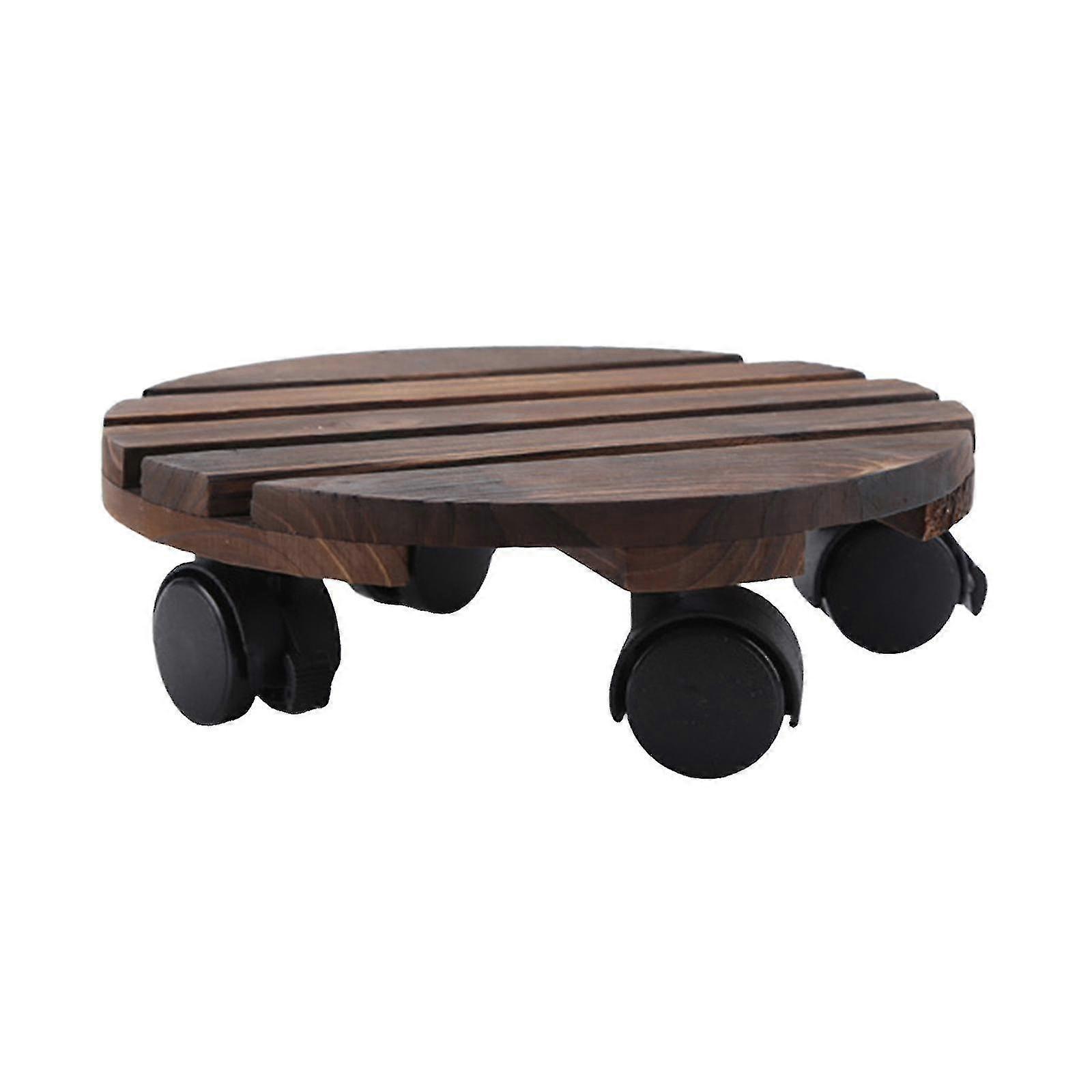Plant Stand Caddy Flower Pot Wooden Trolley Mover With Wheels-30cm