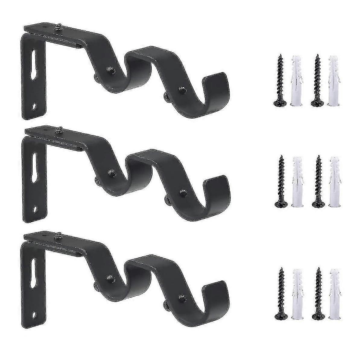 Compatible With3 Pcs Heavy Duty Curtain Rod Brackets Adjustable Double Rod Holders