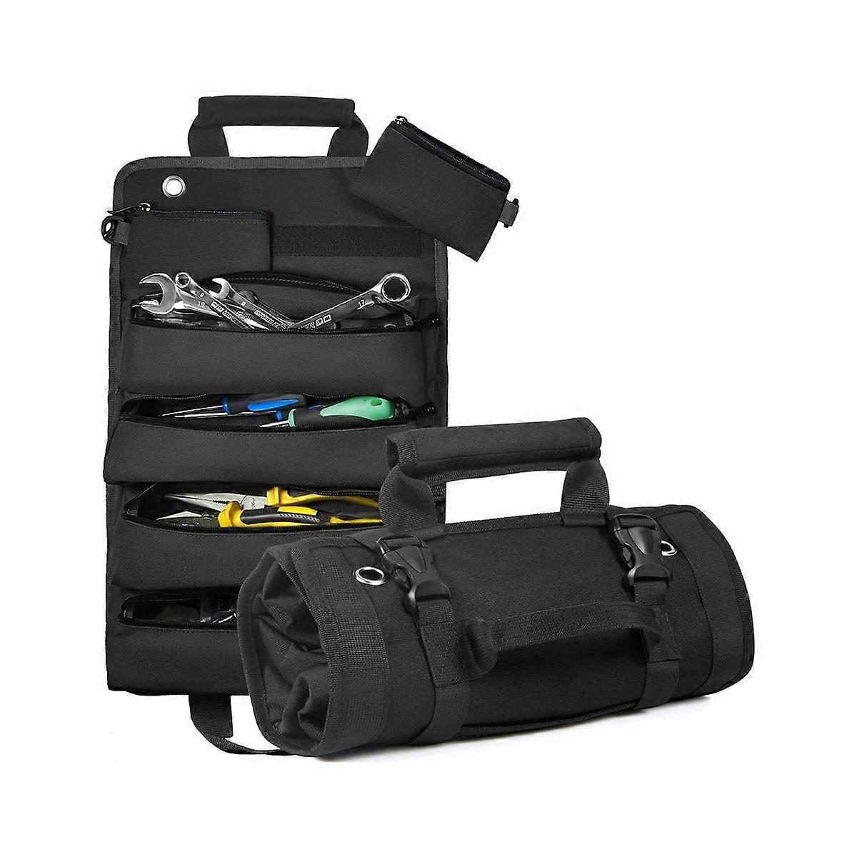 Tool Roll Up Bag, Roll Tool Organizer with 3 Detachable Pouches, Tool Roll Pouch for Mechanic/Elect
