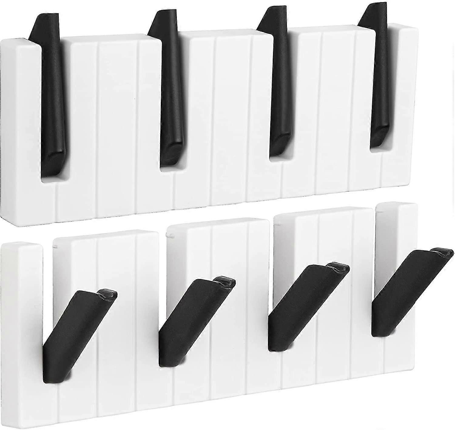 Wall Hooks - 2 Pieces Coat Hooks With 4 Foldable Hooks (white)