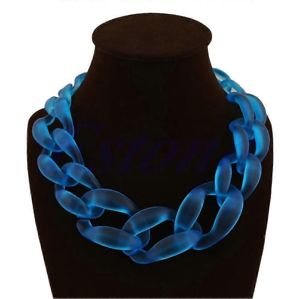 Acrylic Collar Chunky Choker Statement Bib Chain Necklace Pendants Blue