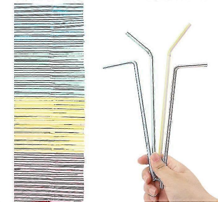 100 Pieces Plastic Drinking Straws 8 Inches Long Multi-colored
