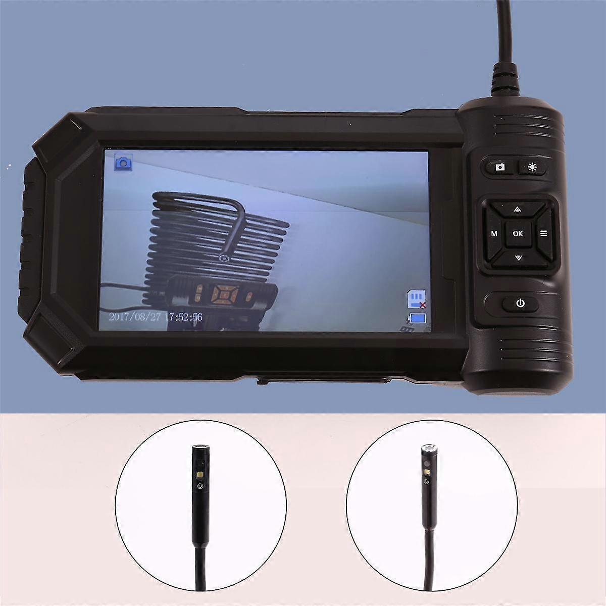 Endoscope Inspection Camera 5in IPS Screen Triple Lens Inspection Camera with Light 1080P HD Drain