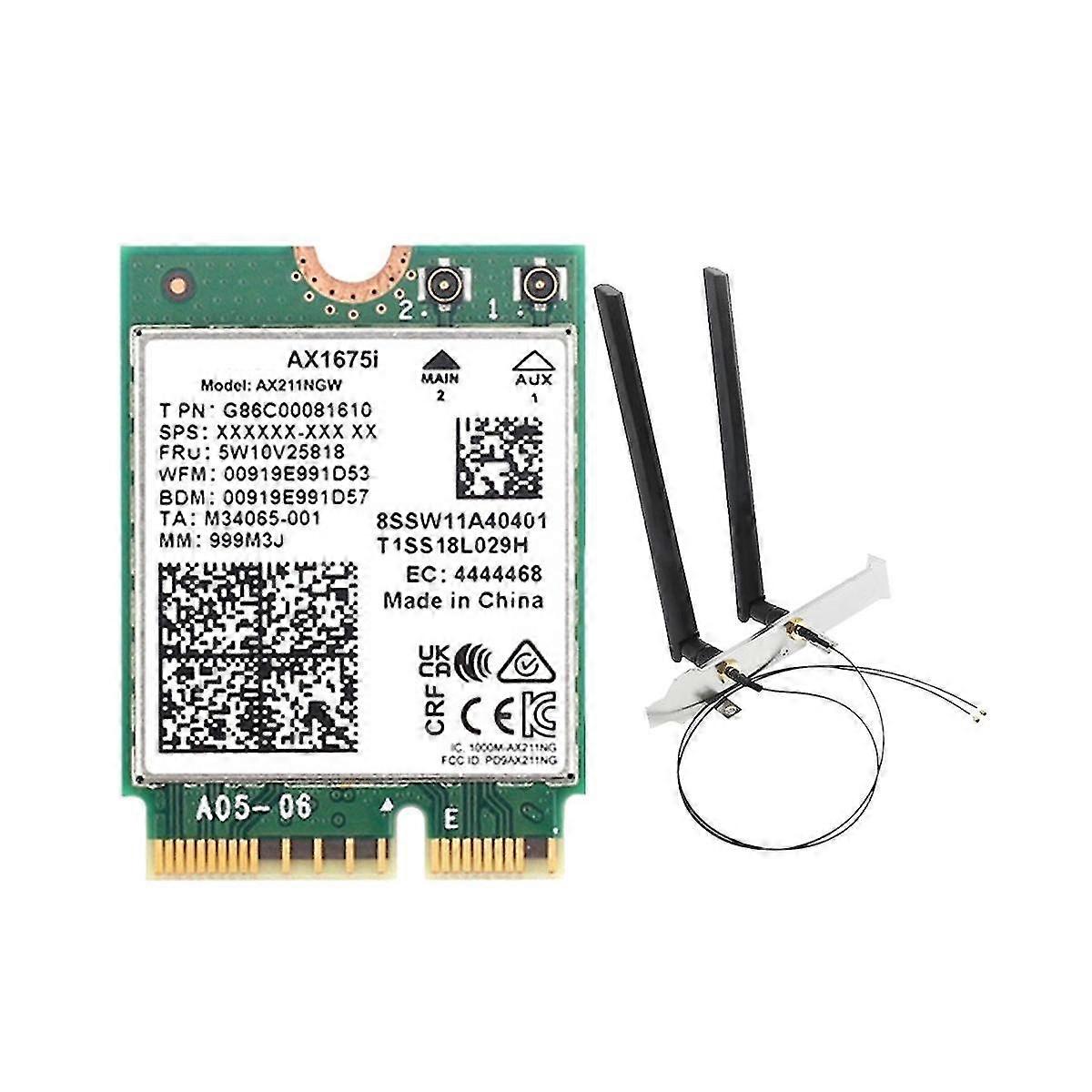 Ax1675i Wifi Card+with 8db Antenna Wifi 6e M.2 Key E Cnvio 2 Band 2.4g/5g/6ghz Wireless Card Ax211