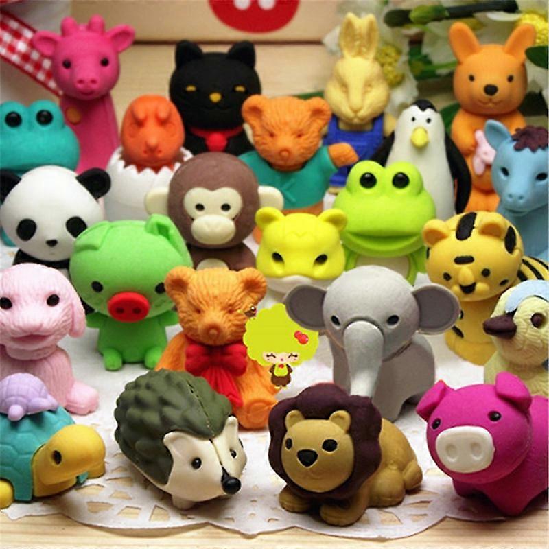 30pcs Kids Animal Eraser (Random Color), Kids Animal Eraser School Stationery School Creative Toy Small Birthday Gift