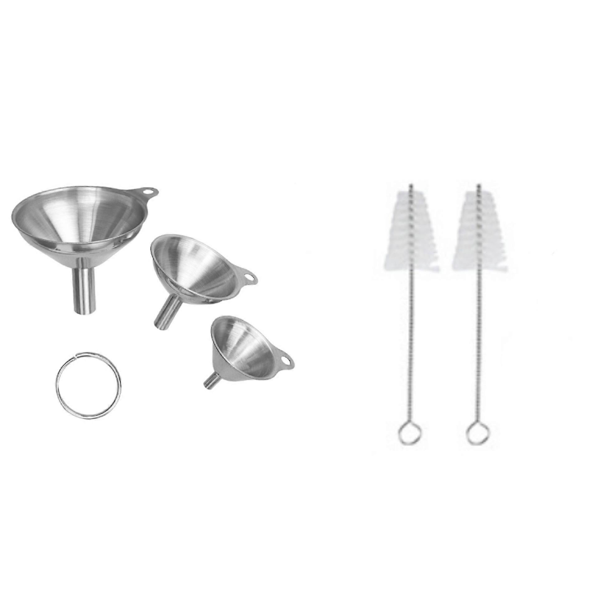 6Pcs/Set Kitchen Tools Stackable Multi Function Stainless Steel Funnel Dry Ergonomic Hangable Durable Transferring Liquid Easy Clean