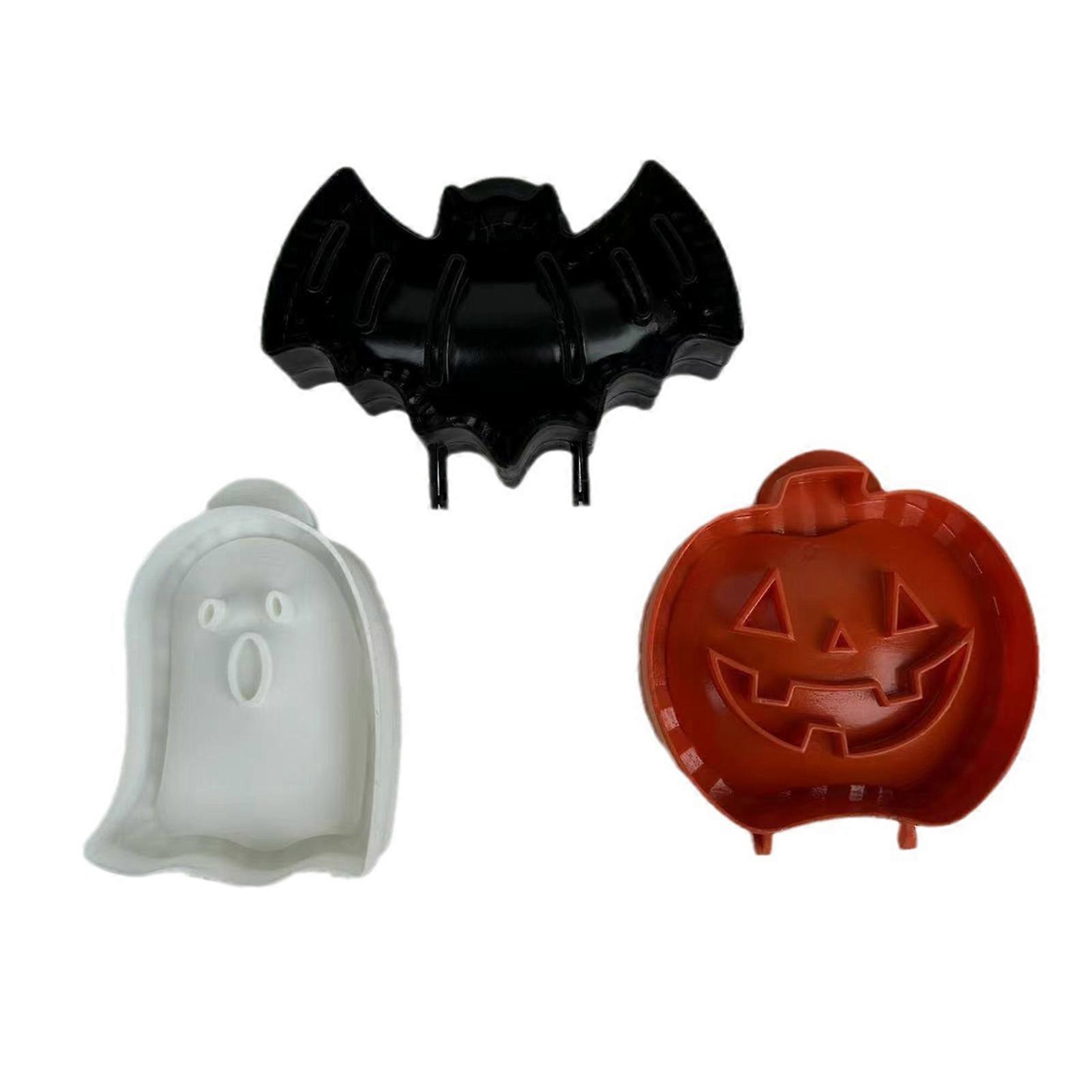 3Pcs Autumn Hand Pie Molds Set Dough Presser Pocket Pie Molds Pumpkin Bat Ghost Shapes BPA-Free Halloween Cookie Cutter Kit