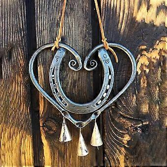 Lucky Love Horseshoe Wind Chime With Steel Nails,love Heart Wind Chimes Garden Window Decor, Retro Wind Chimes GuanGuan