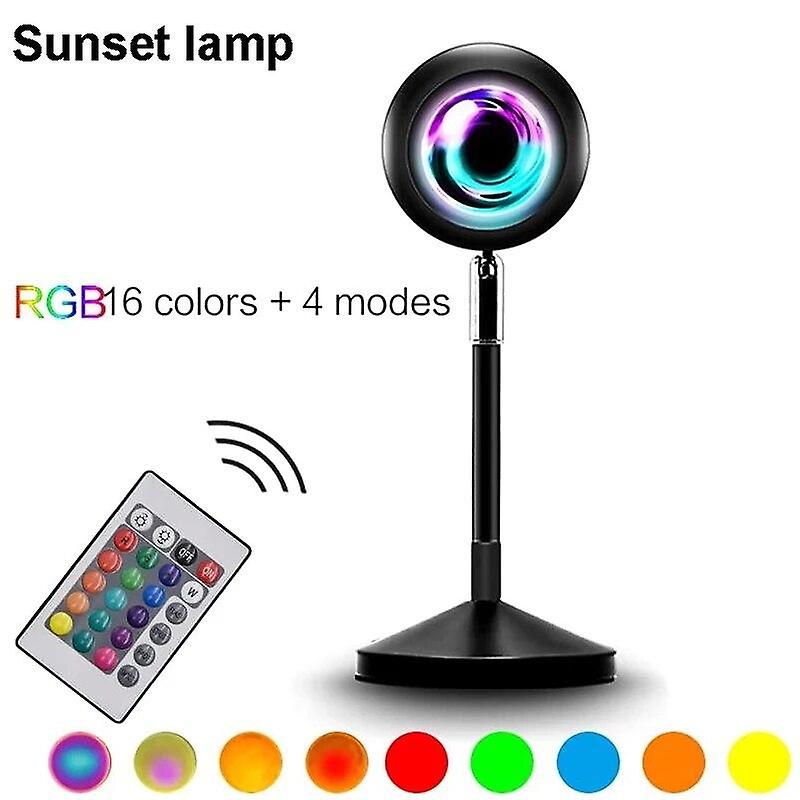 Sunset Projector Lamp 16 Colors Rgb Remote Control Rainbow Sunset Projection Lamp Led Light Decorative Light For Home Background