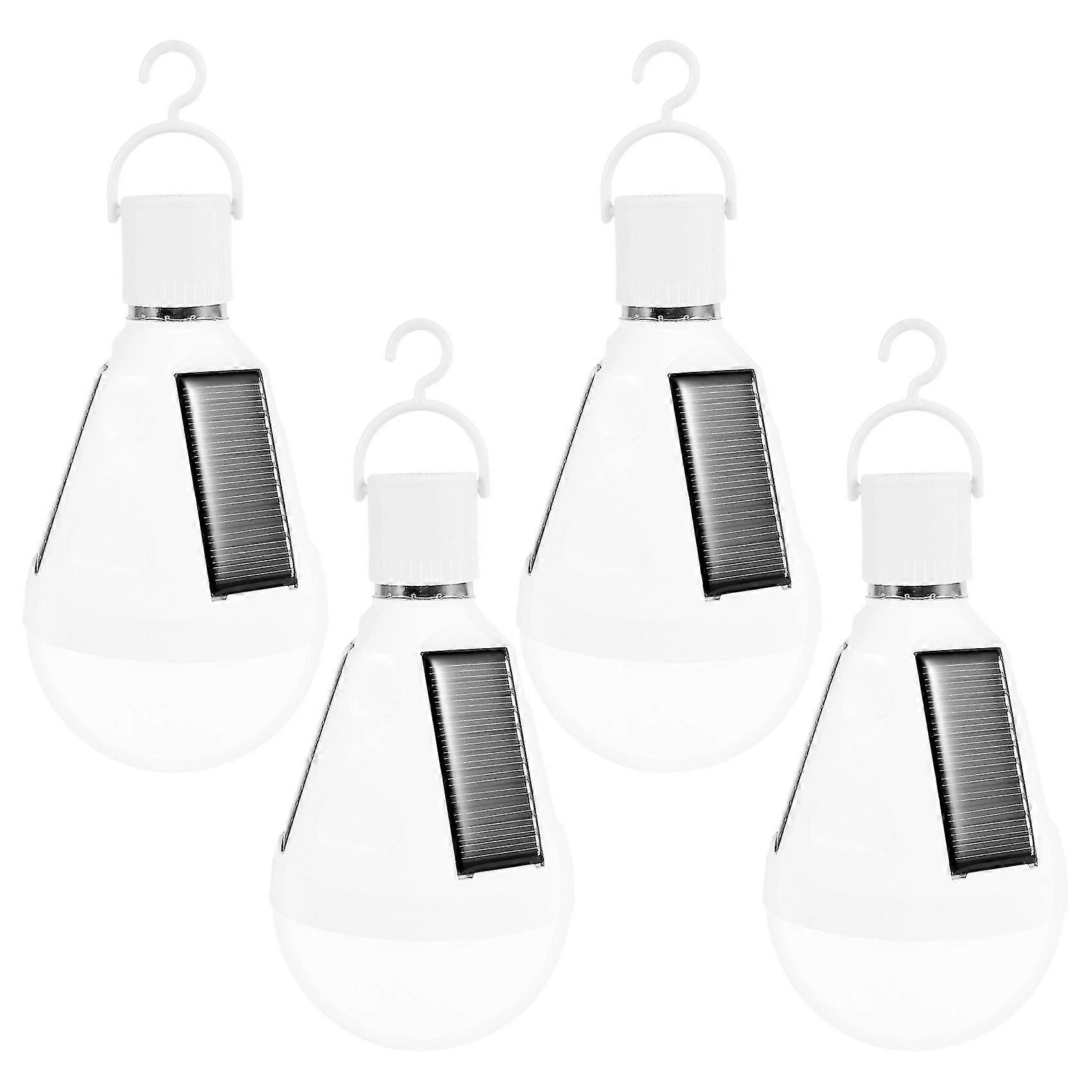4 Pcs Portable Solar Led Light Bulb 12w Lantern Tent Light Bulb Rechargeable Emergency Lamp For Outdoor Indoor Camping Power Outage