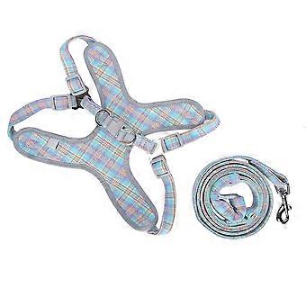 Pet Harness and Leash Set Adjustable Reflective Dog Training Vest with Chest Strap Blue S