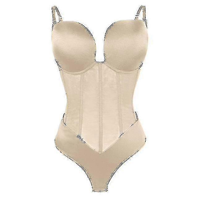 Mike Women Shapewear Bodysuit Slimming Underwear Backless U Plunge Thong Push Up Corset For Wedding