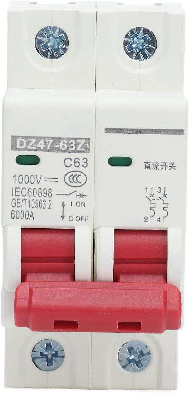 Miniature Circuit Breaker 2P Low Voltage 6000A Breaking Capacity DIN Rail Mount 63A DC 1000V
