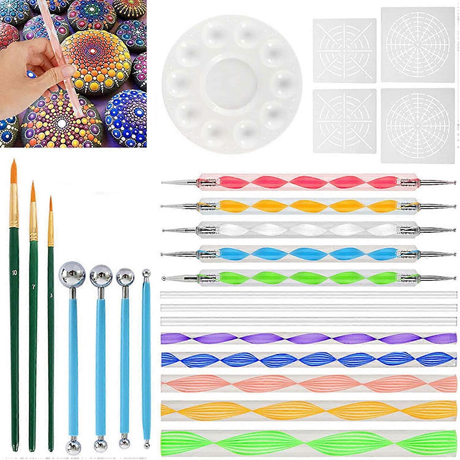 Dotting Tools Kits, 25-Piece Mandala Dotting Tools Set for Painting Rocks Drawing Drafting