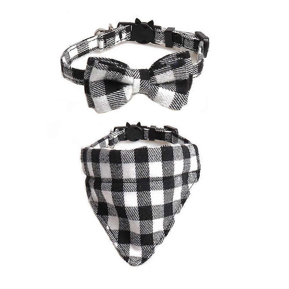 2 Pieces With Classic Plaid Cat Collar With Bells, Separate Cat Collar Bells