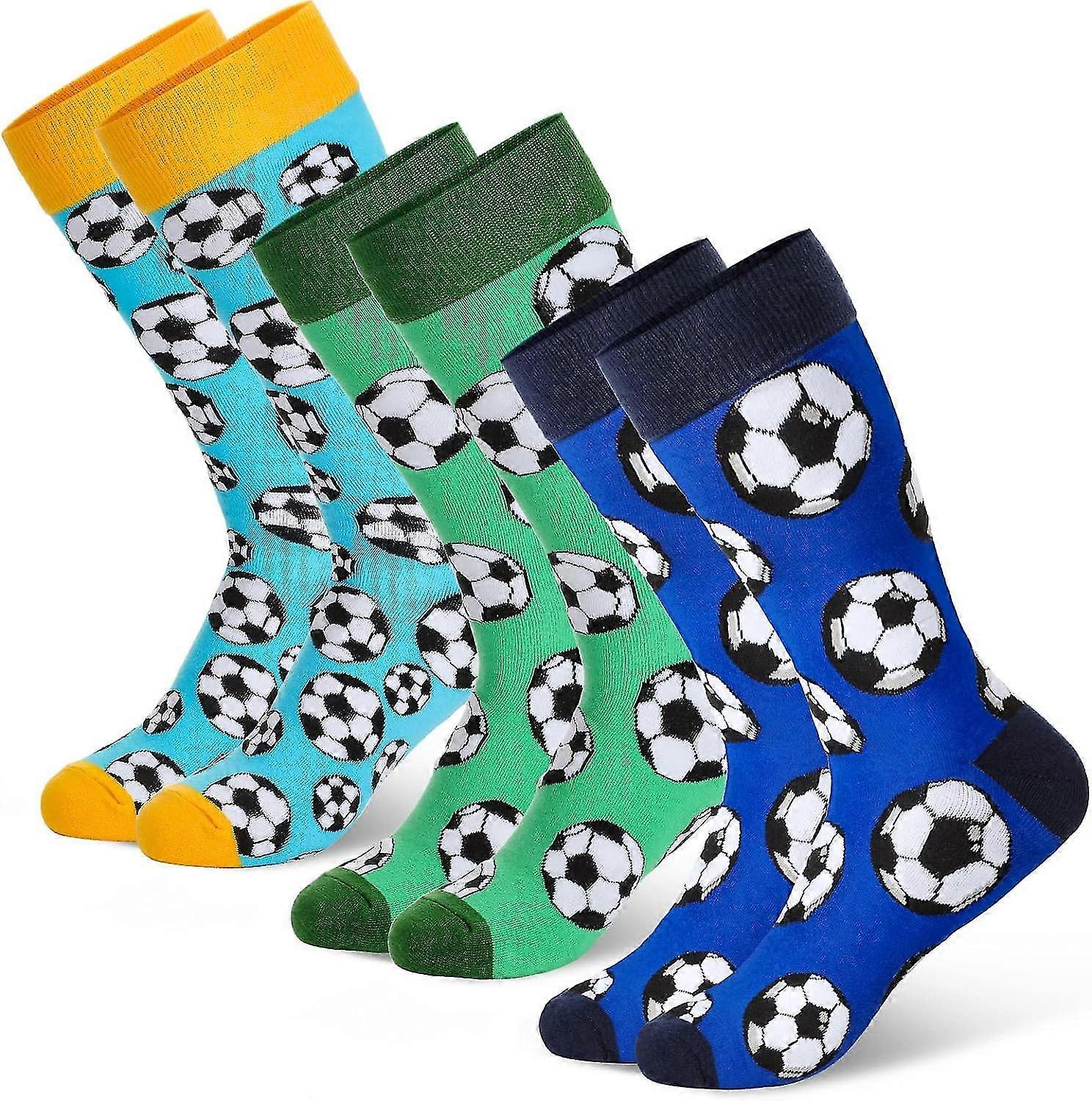 Socks For Him - Soccer Print Novelty Crew Socks