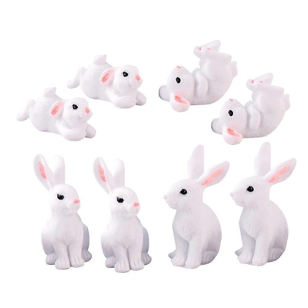 8PCS Resin Mini Rabbit Adornment Micro Landscape Ornament Rabbit Craft ...