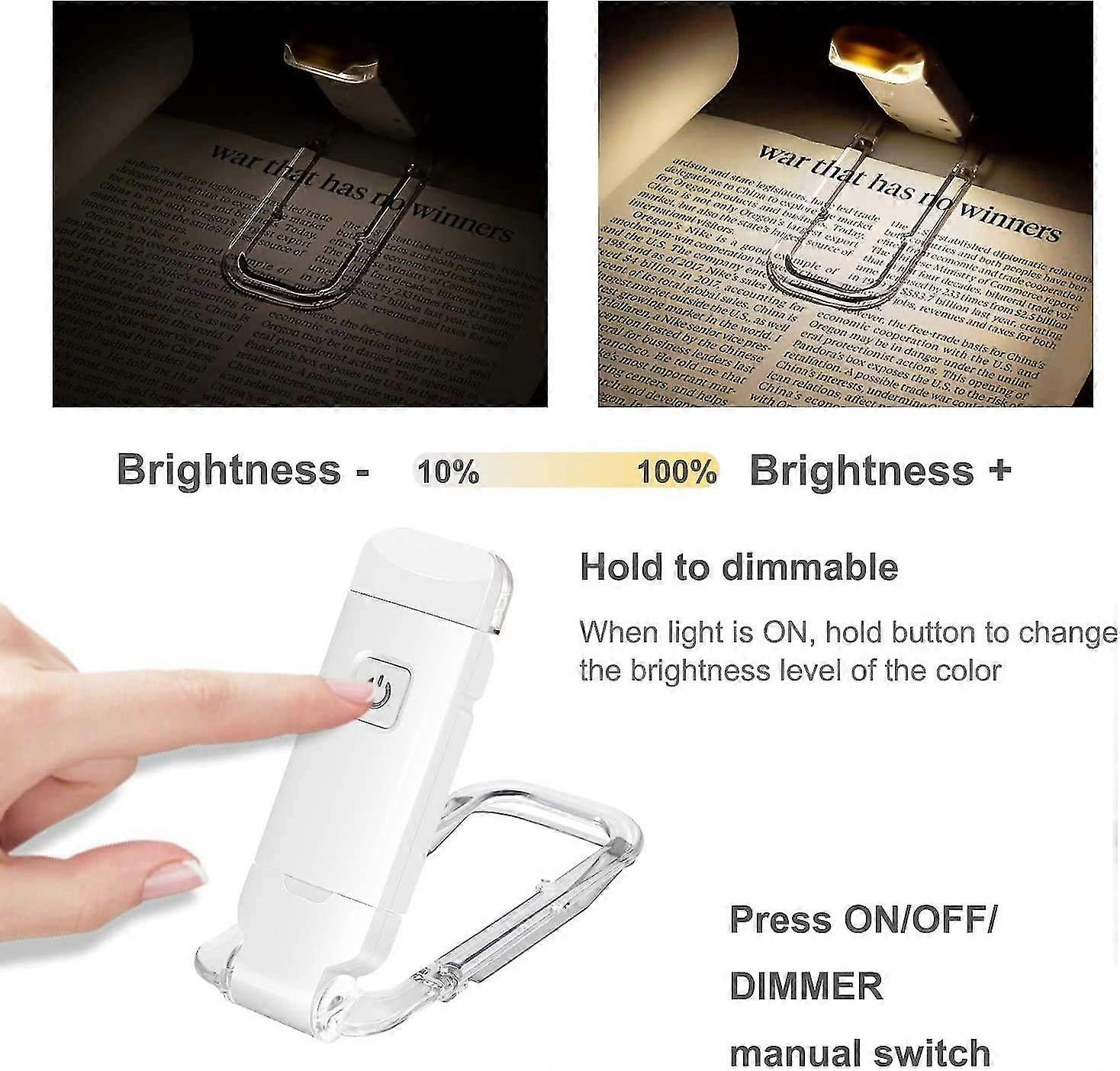 Usb Reading Lamp Rechargeable Led Reading Lights With Reading Lamp For Reading In Bed Clamp 3 Levels Brightness Adjustable Foldable Mini Clip Lamp Crj