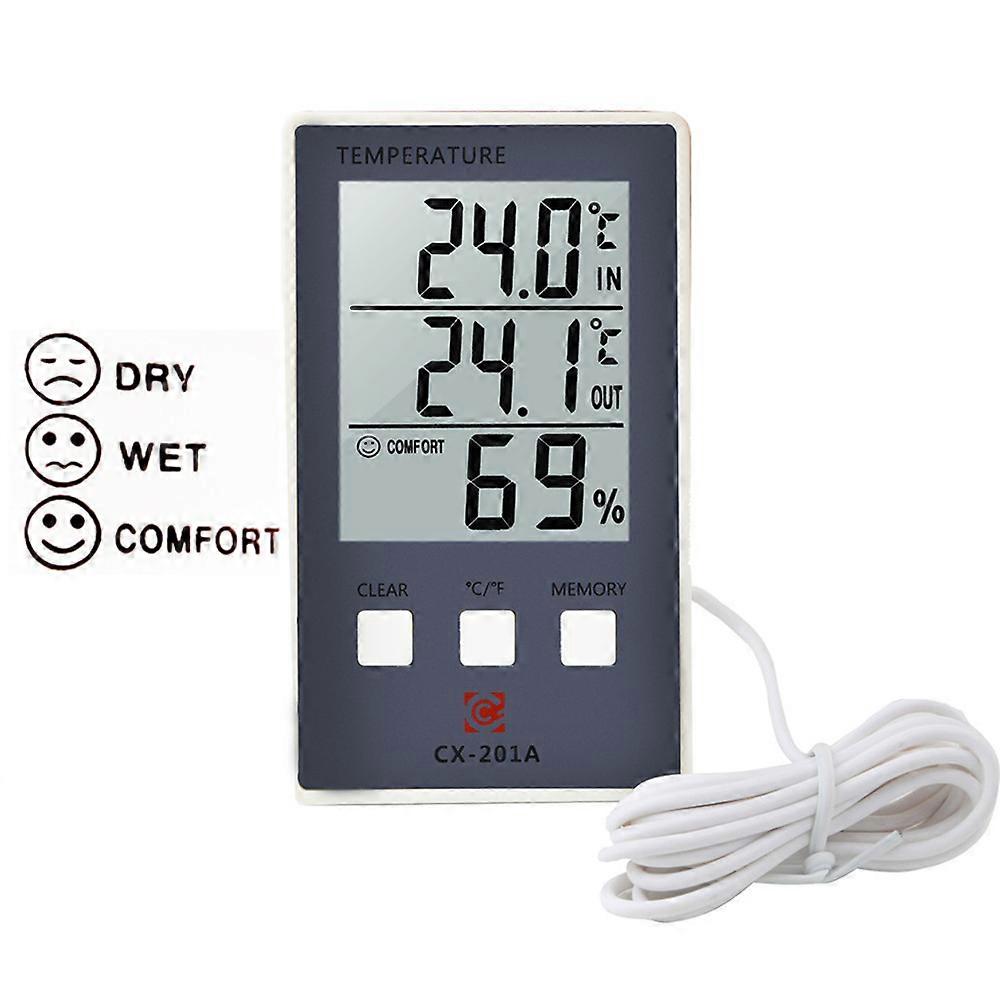 Digital Thermometer Hygrometer Indoor Outdoor Temperature Humidity Meter C/F LCD Display Sensor Probe Weather Station
