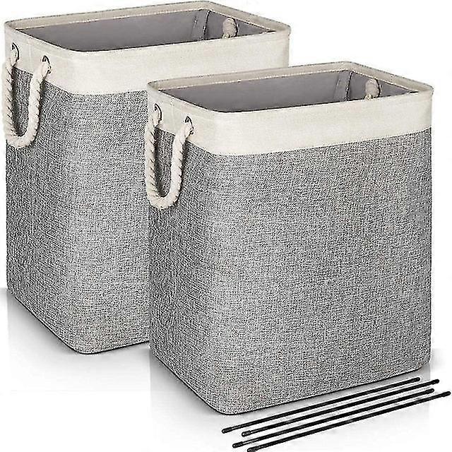 Laundry Basket With S 2 Pack, Collapsible Linen Laundry Hampers Built-in Lining With Detachable Brackets