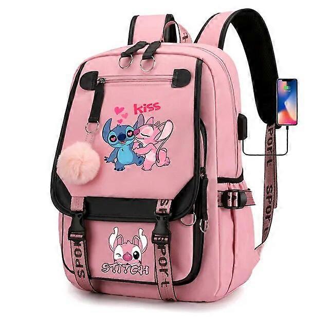 Stitch Boys Girls Kids School Book Bags Women USB Bagpack Teenagers Canvas Travel Student Backpack Backpacks