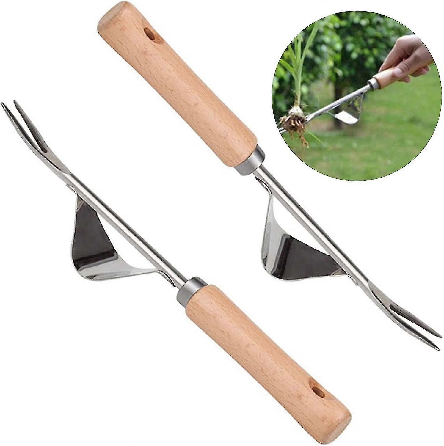 2pcs Wooden Handle Weeding Tool Garden Weeding Tool With Wooden Handle