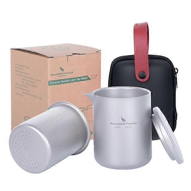 Boundless Voyage Titanium Double-Layer Tea Maker Lightweight Teapot with Filter Anti-scalding Tea Coffee Cup MugIn-