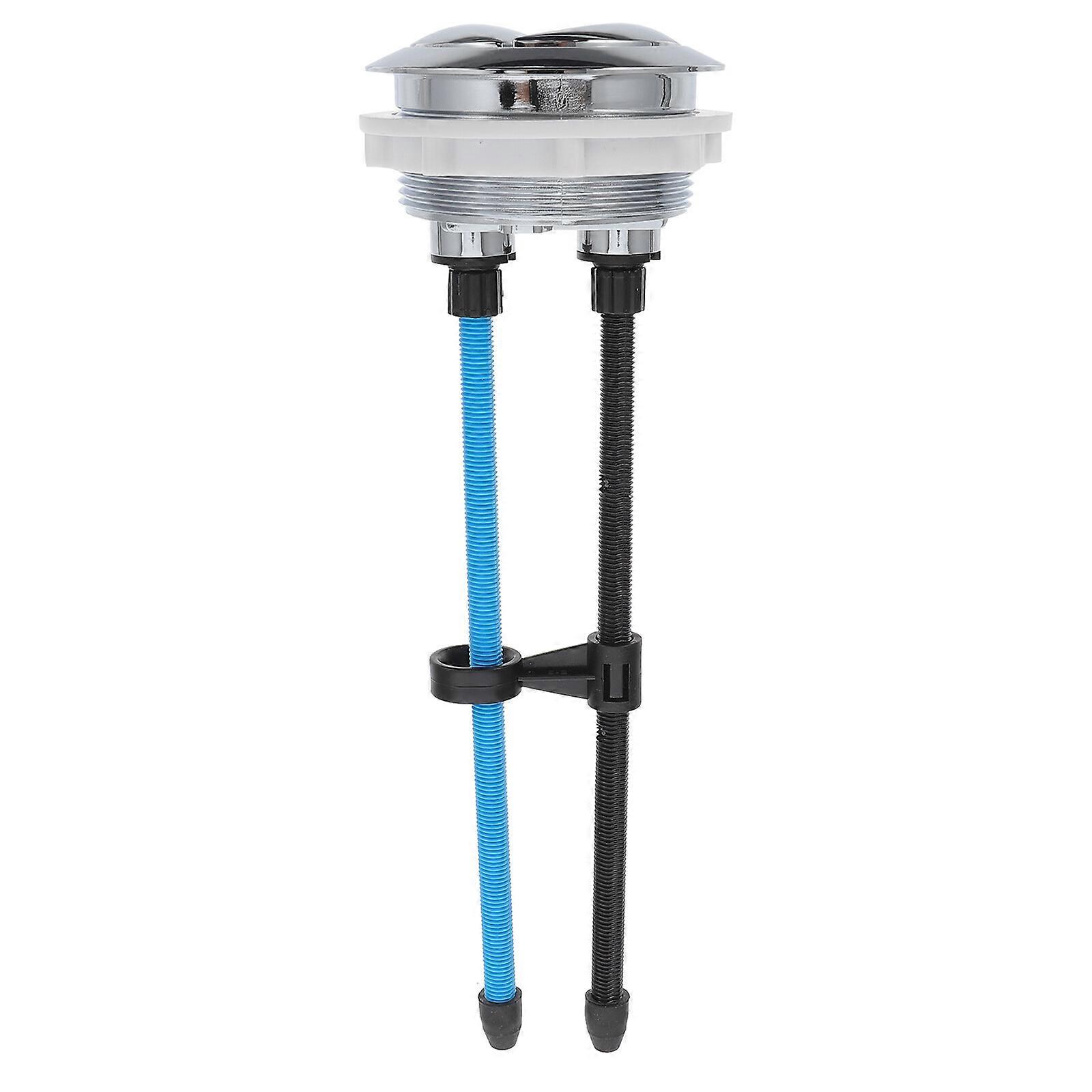 1pc Dual Flush Toilet Water Tank Push Buttons with Rods Toilet Accessory (Silver)