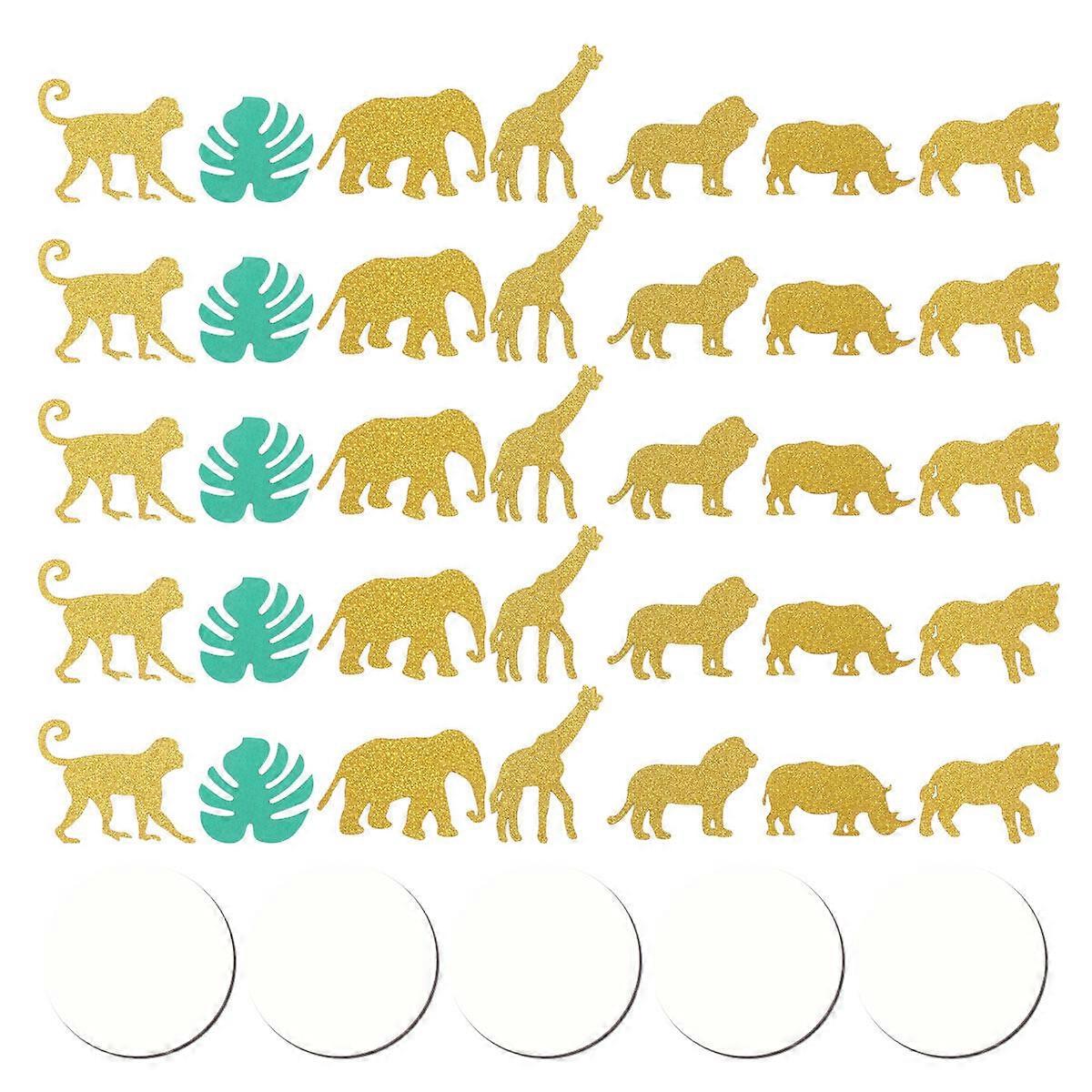 100pcsハワイアンジャングルテーマモンステラアニマルクリエイティブ紙吹雪デコレーション紙散らばり紙吹雪デコレーション誕生日パーティー用(ディスク付き)