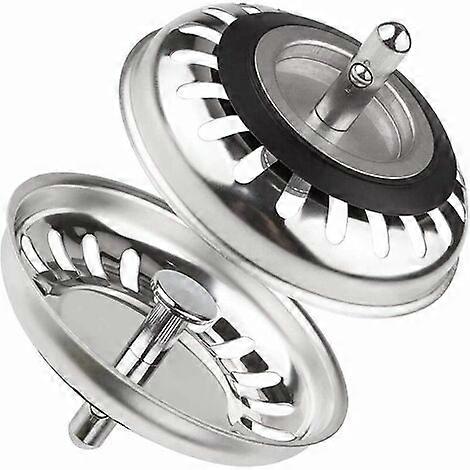Siebkörbchen Classic Ø 78 mm, 2er Set Küchenspülenstöpsel Edelstahl, Universal-Abflusssieb, für Küche und Bad