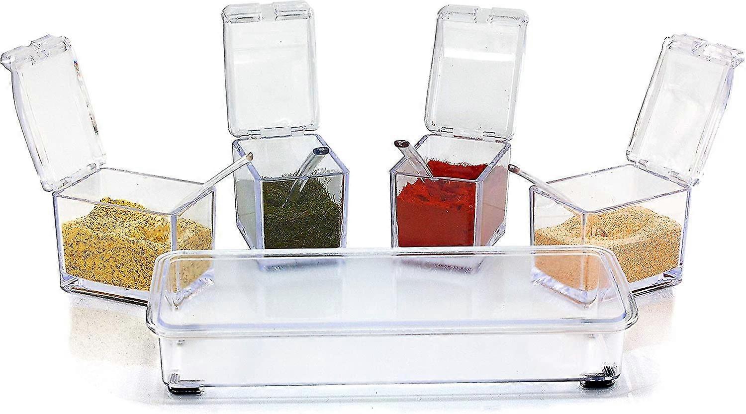 Seasoning Box, Clear Acrylic Spice Pots Storage Container