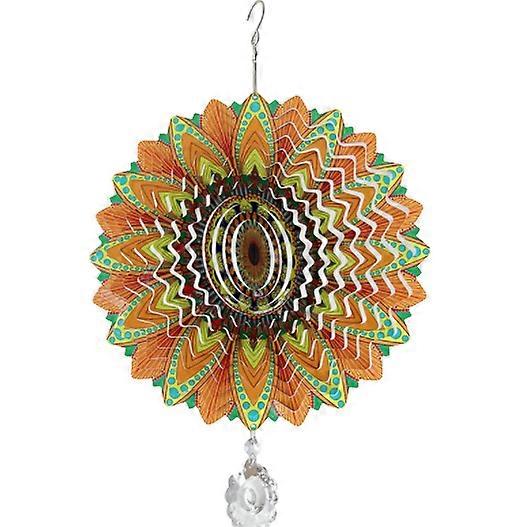 Wind Chime 3D Wind Stainless Steel Color Metal Rotating Brilliant Flower
