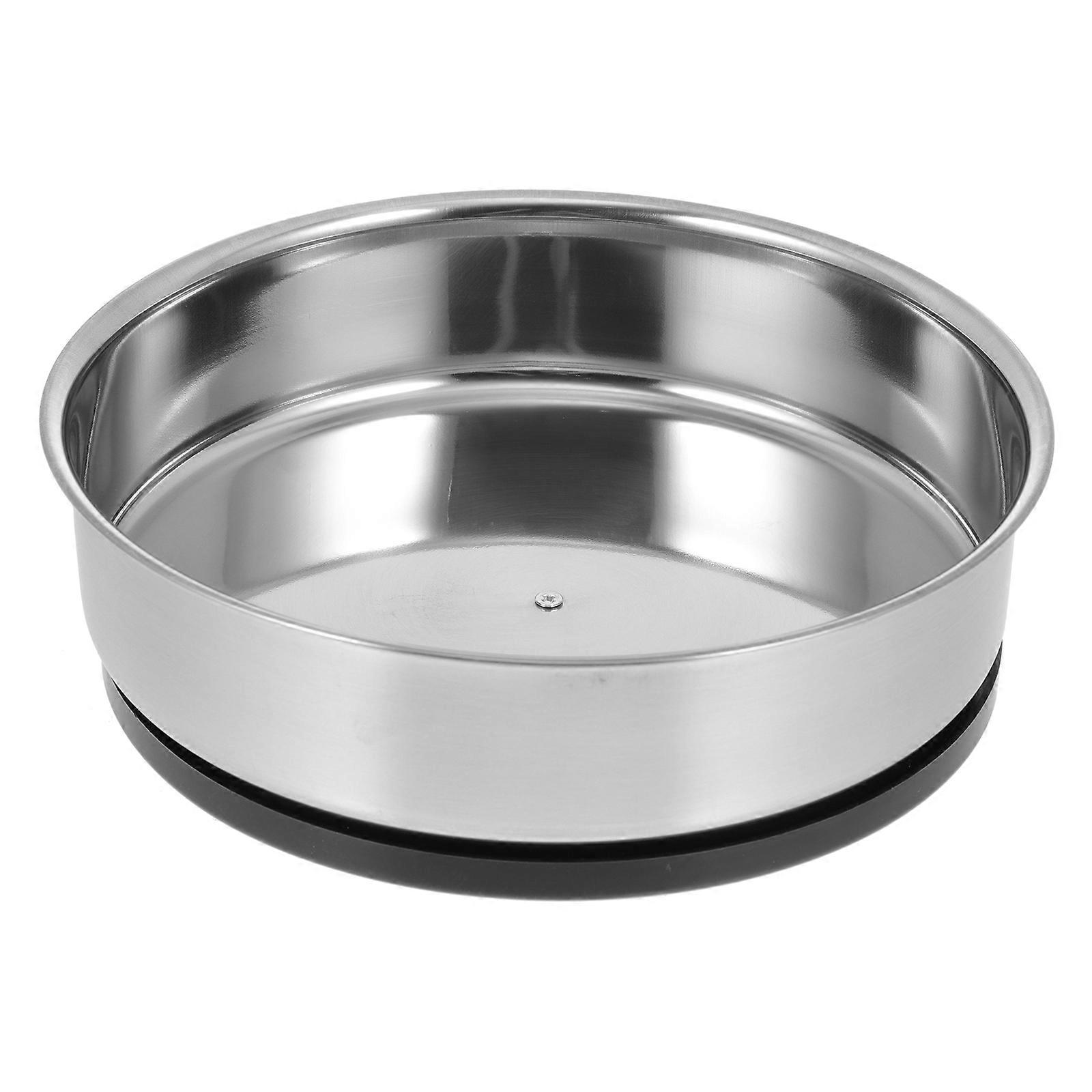 1Pc Rotating Storage Tray Creative Round Stainless Steel Kitchen Storage Plate