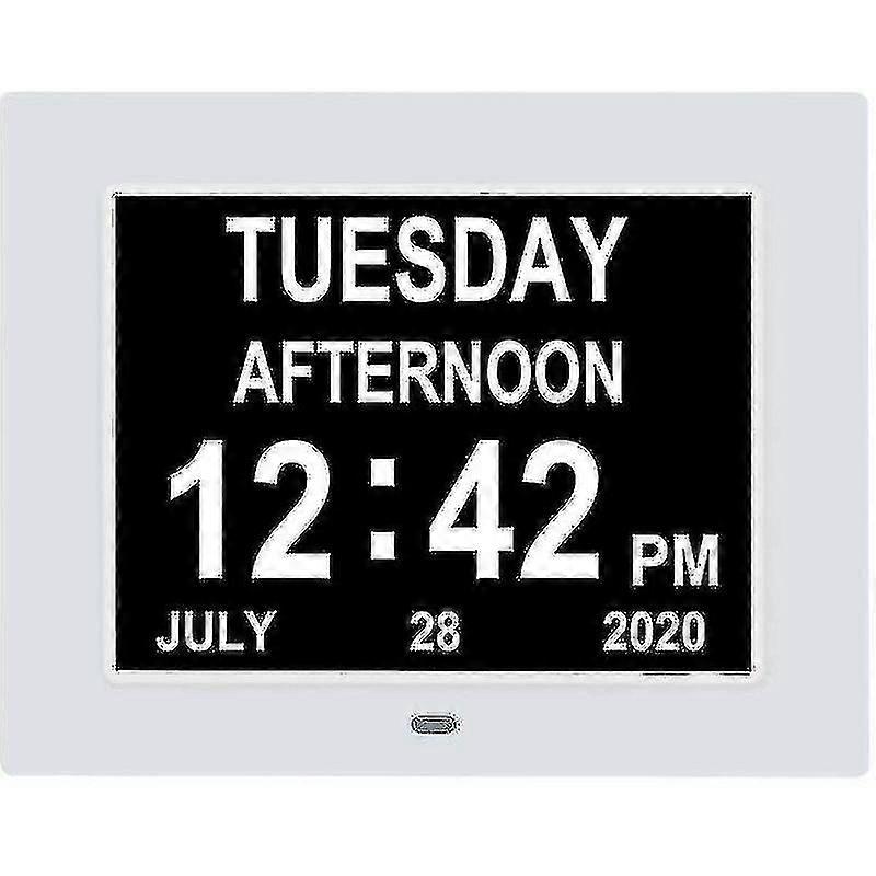 Digital Calendar Clock Extra Large Day Clock Date Time And Day Of The Week Dementia Clocks For Visually Impaired Seniors With Battery Backup + 8 Alarm