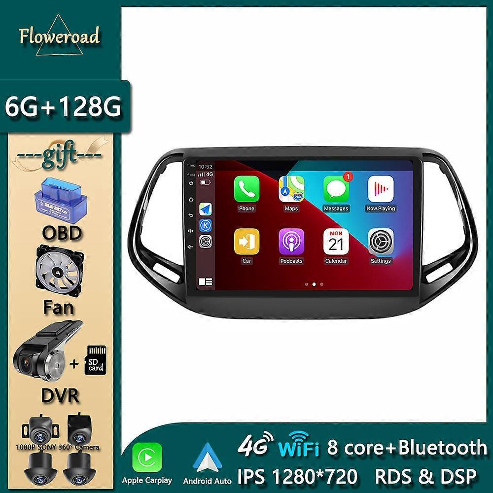 Carplay Tooch Screen Android 12 WIFI For JEEP Compass 2017 Car Radio Multimedia Player Navigation GPS Stereo Monitor IPS Video