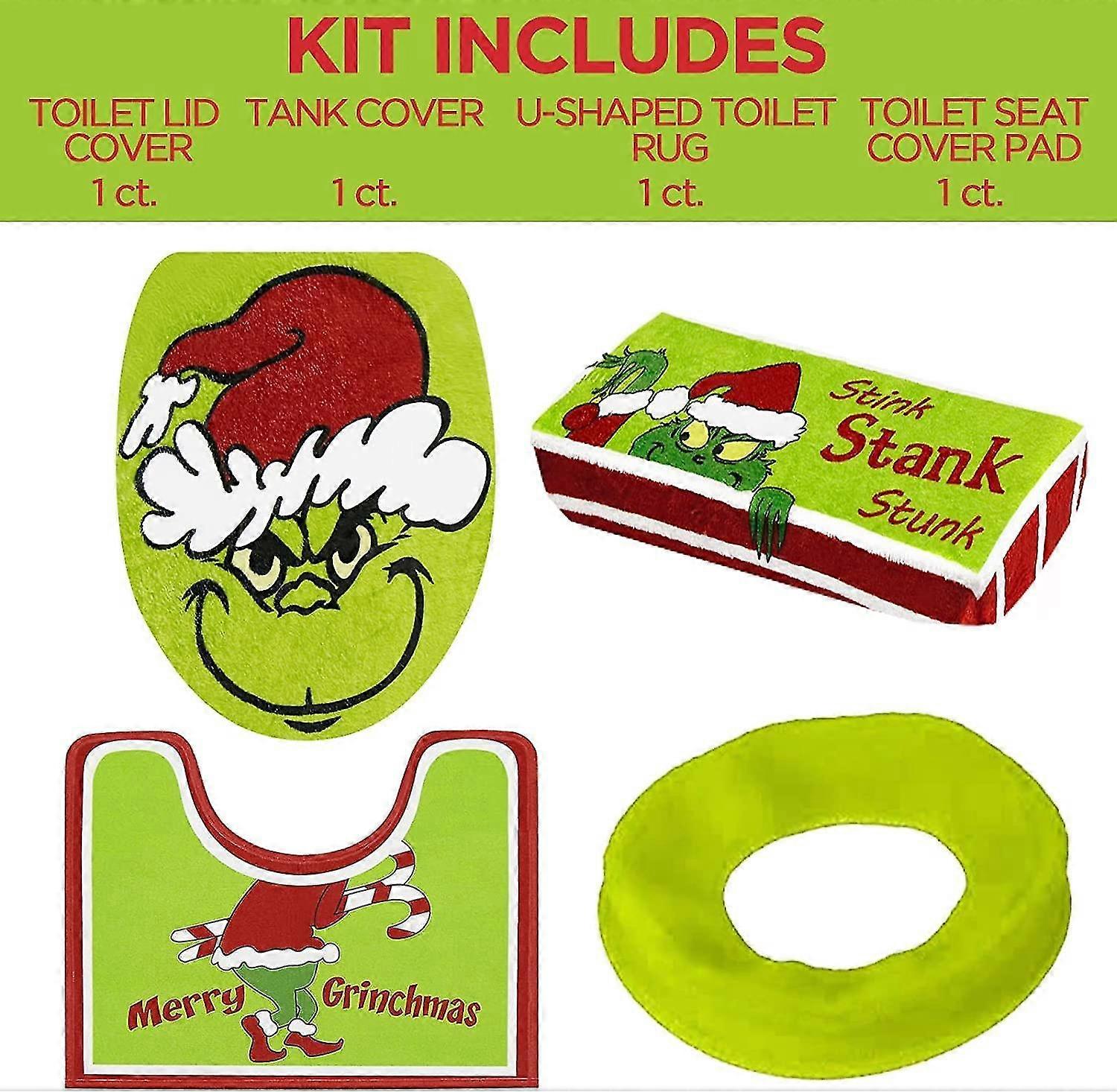 Christmas Rinch Bathroom Rugs Sets 4 Piece
